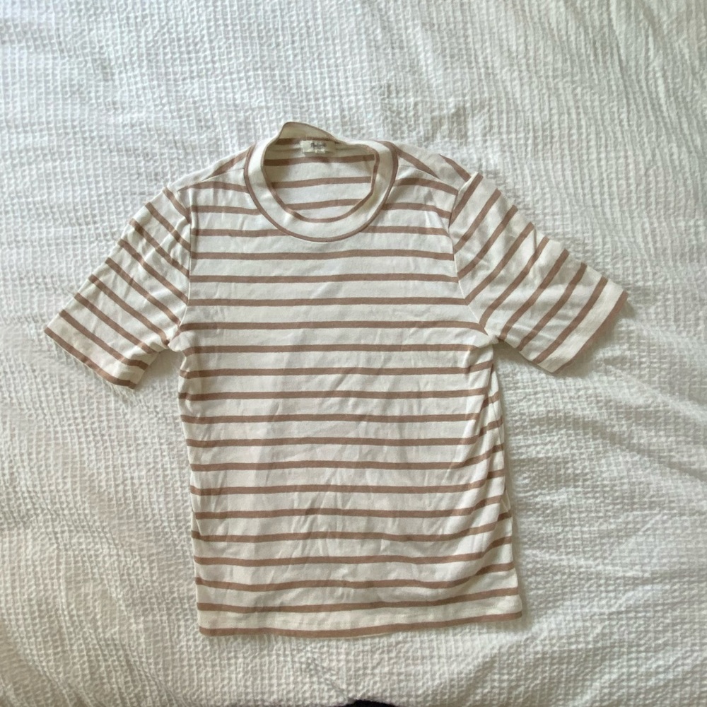 Madewell Tan Striped Shirt